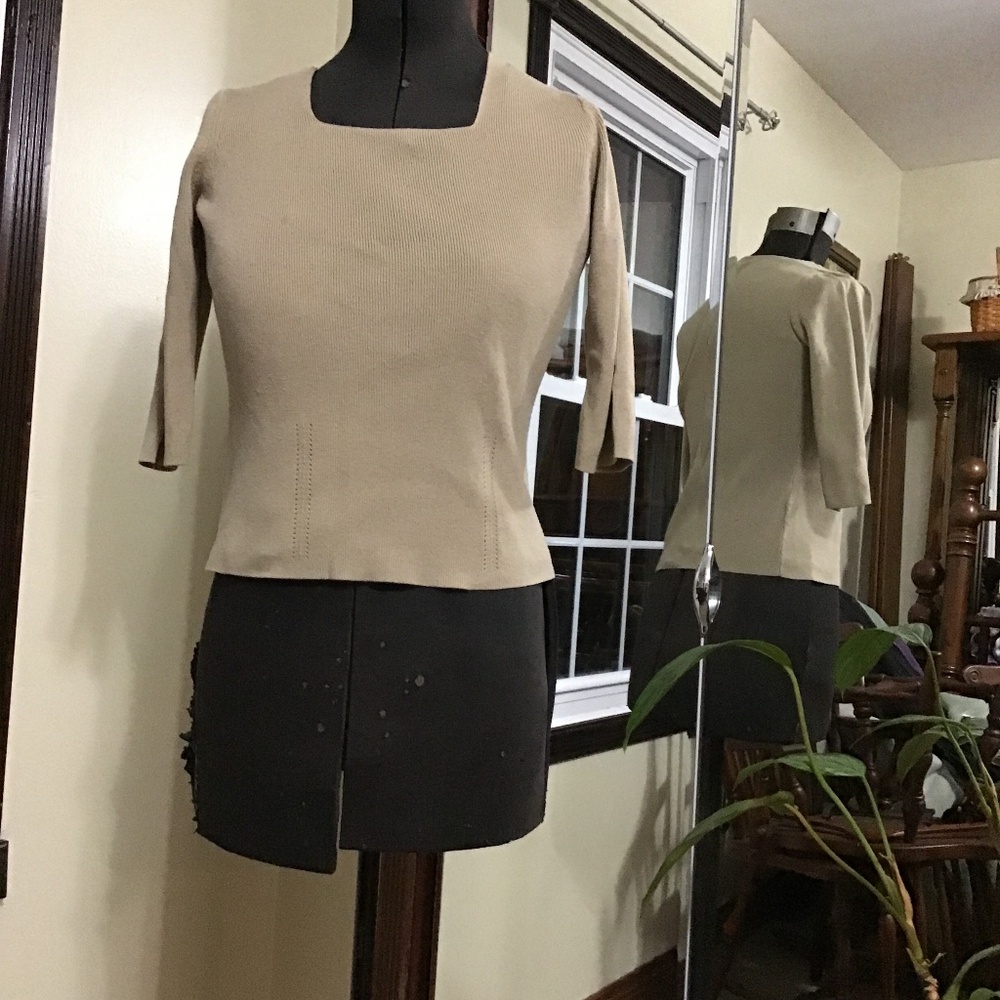 Tan Square Neck Top